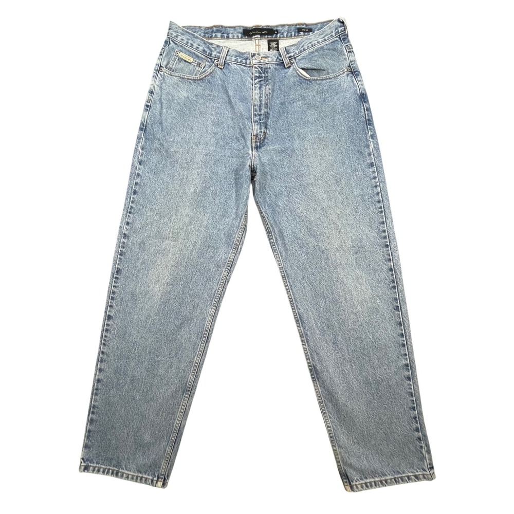 Calvin Klein Blue Jeans Easy Fit Doublestone Straight Leg Mens 36x30